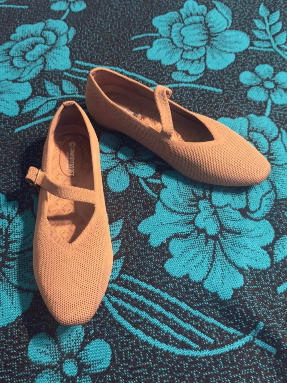 Women's Coffee Square Toe Mary Janes Ballet Flats Comfortable Strap Shoes